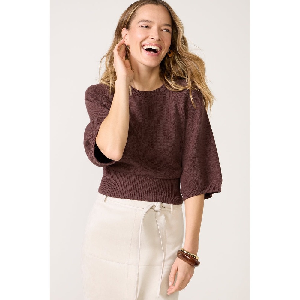 Evereve Lori‎ Easy Sweater Tee Brown XS New With Tags